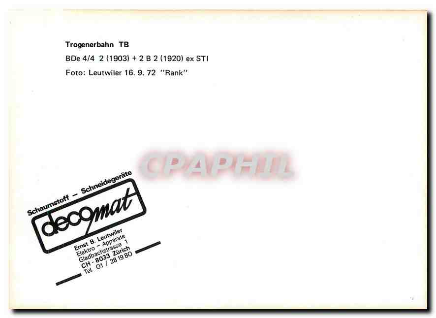 CPM Foto: Leutwiler 16.9.72 — Verso