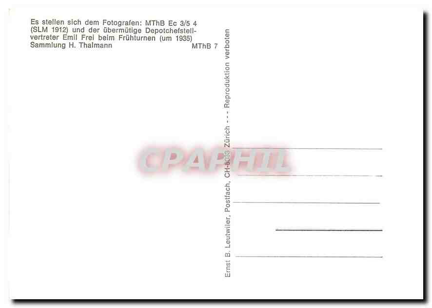 CPM Sammlung H. Thalmann — Verso