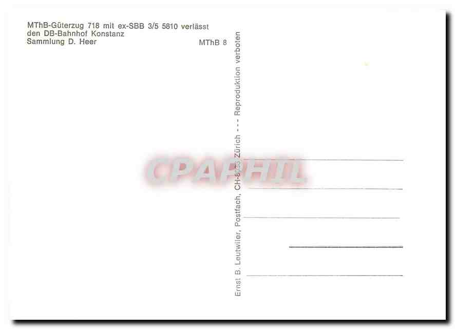 CPM Sammlung D. Heer — Verso
