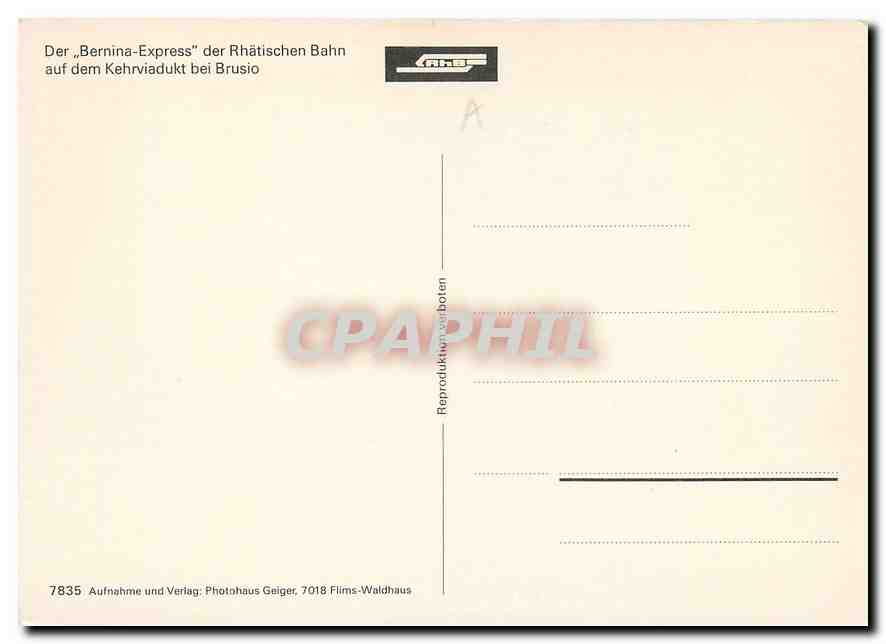 CPM Der "Bernina-Express" — Verso