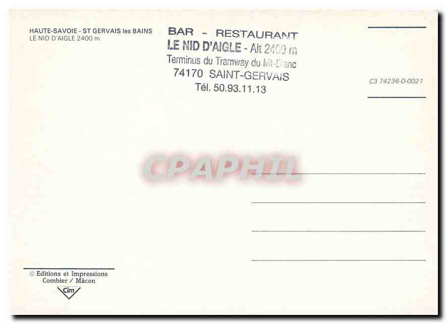 CPM LE NID D'AIGLE — Verso