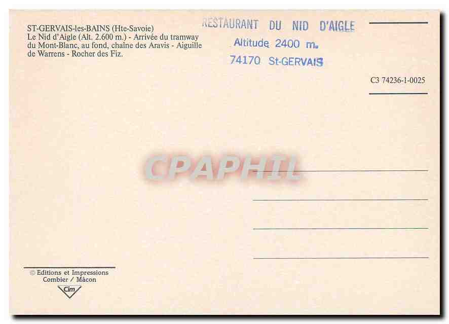 CPM LE NID D'AIGLE — Verso