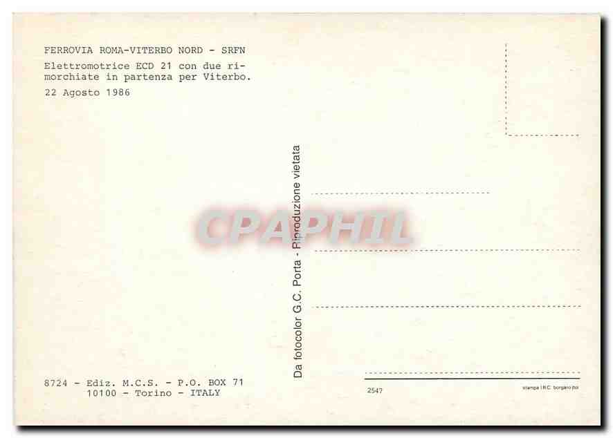 CPM FERROVIA ROMA-VITERBO NORD - SRFN — Verso