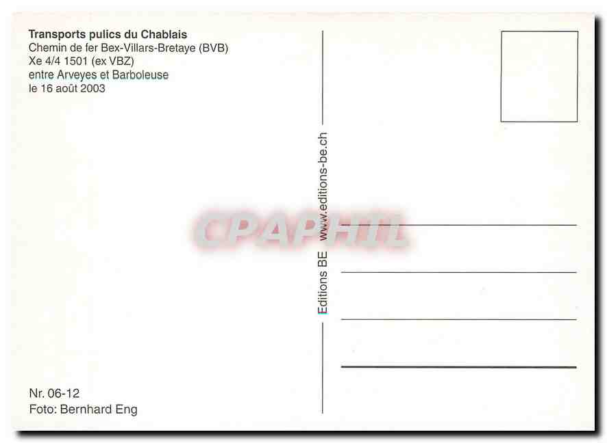CPM Transports publics du Chablais — Verso