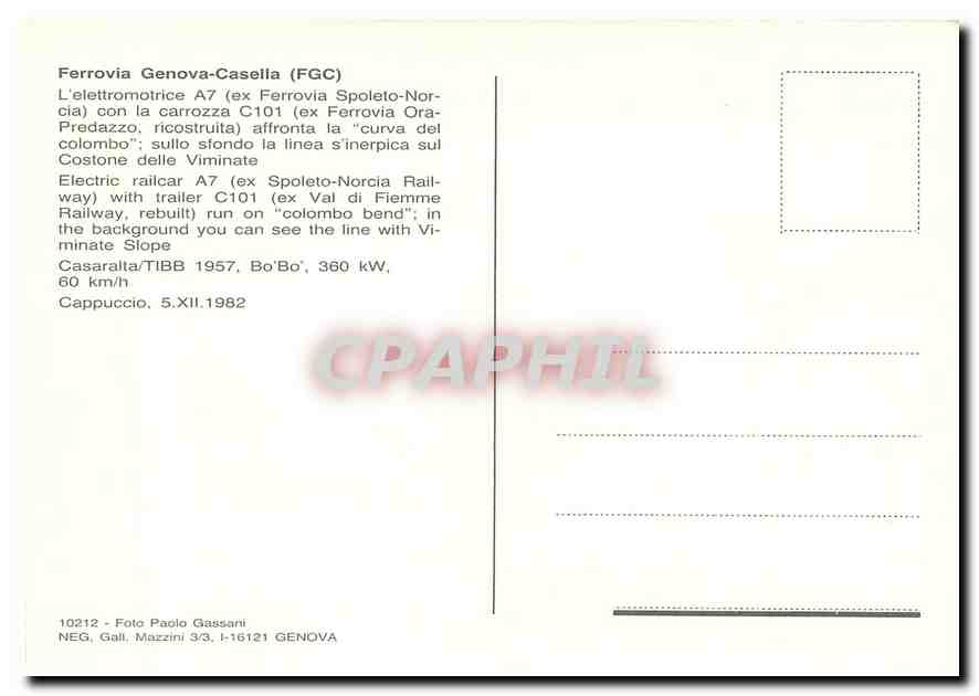 CPM FERROVIA Genova-Casella (FGC) — Verso
