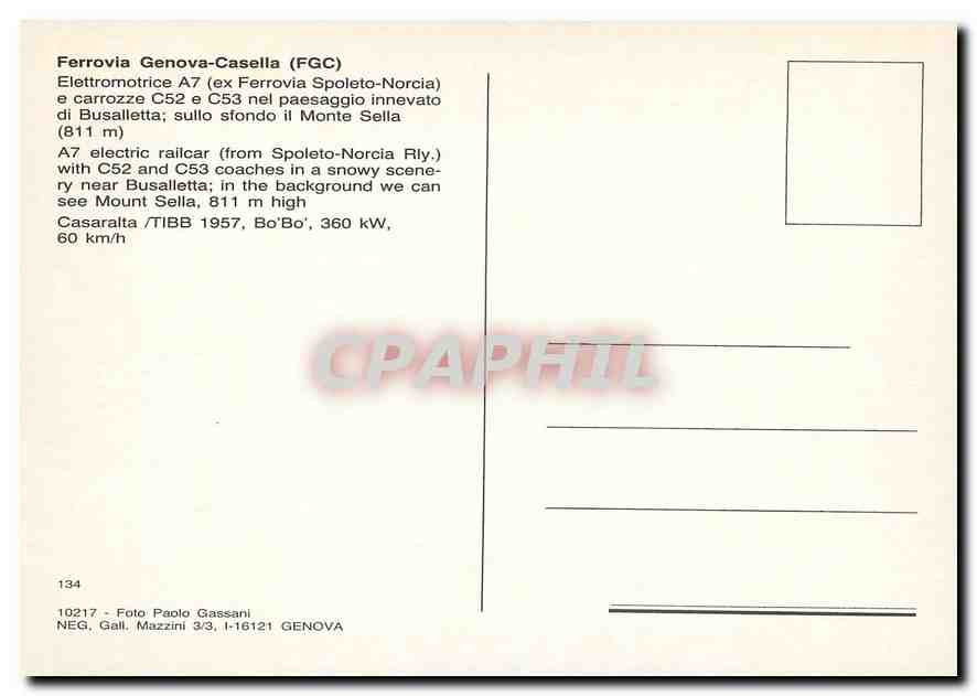 CPM FERROVIA Genova-Casella (FGC) — Verso