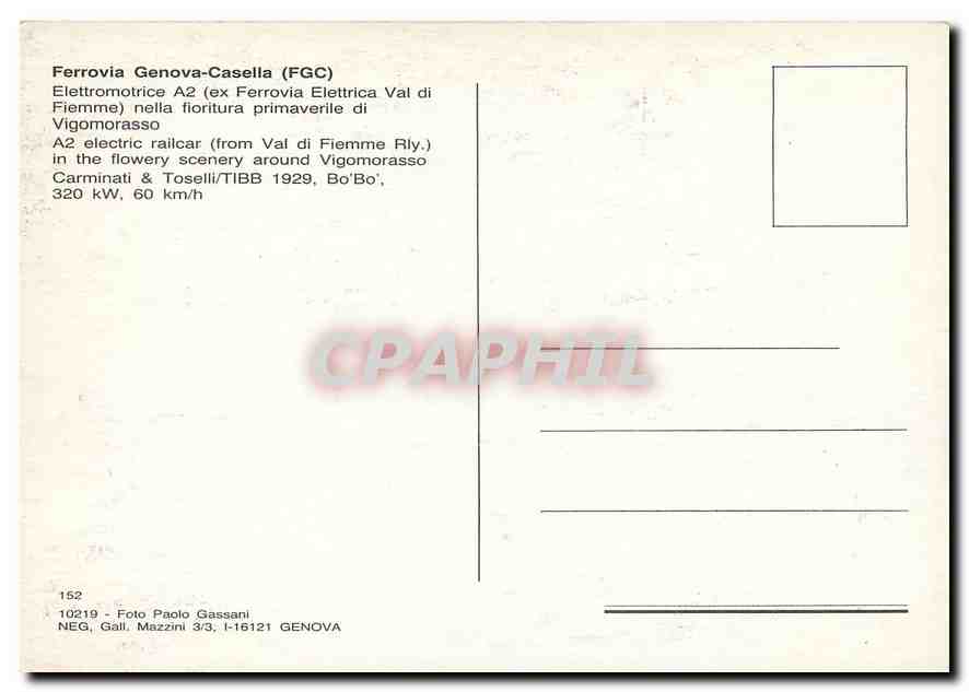CPM FERROVIA Genova-Casella (FGC) — Verso