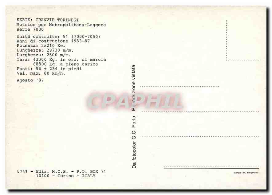 CPM TRANVIE TORINESI — Verso