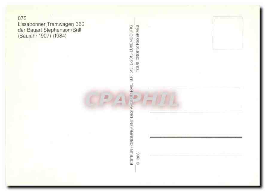 CPM Lissabonner Tramwagen 360 — Verso