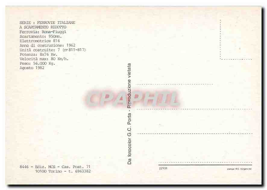 CPM FERROVIE ITALIANE A SCARTAMENTO RIDOTTO — Verso