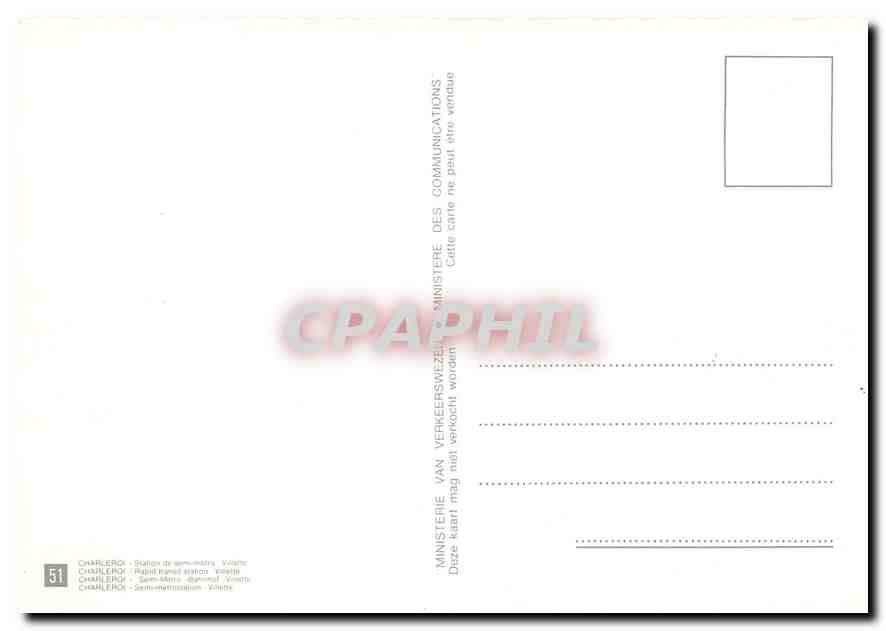 CPM Charleroi Semi Metro Villette — Verso