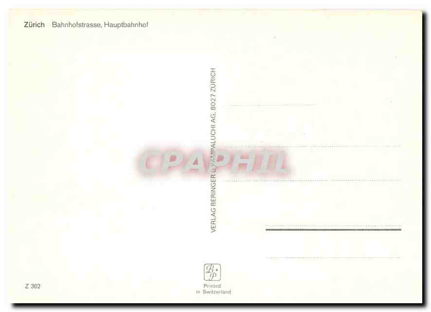 CPM Zurich  Bahnhofstrasse  Hauptbahnhof — Verso