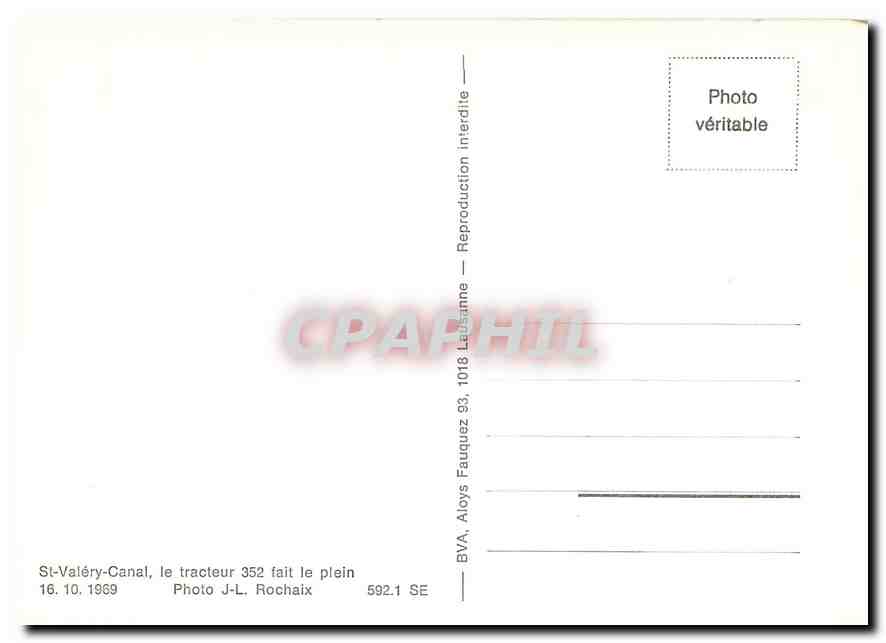 CPM St-Valery-Canal  le tracteur 352 — Verso