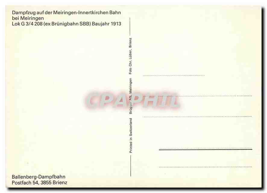 CPM Dampfzug auf der Meiringen-Innertkirchen — Verso