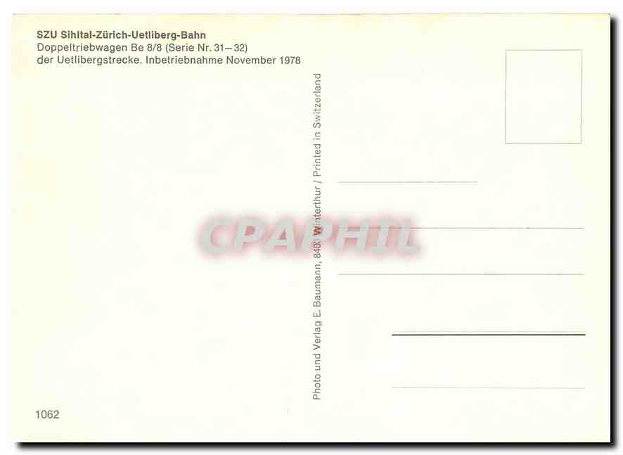 CPM SZU Sihital-Zurich-Uetliberg-Bahn — Verso