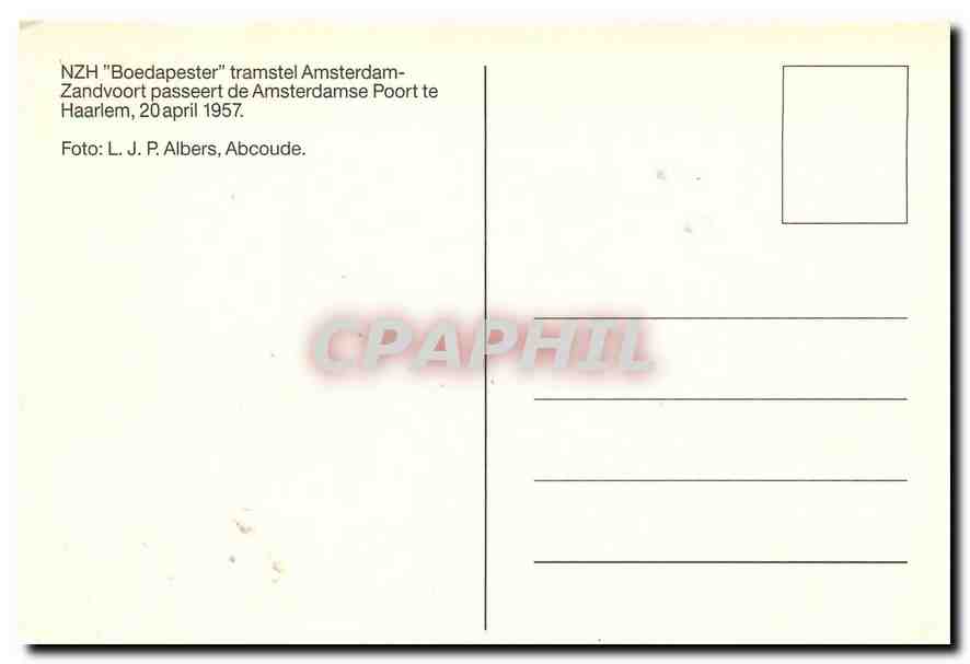 CPM "NZH"Boedapester" tramstel Amsterdam" — Verso