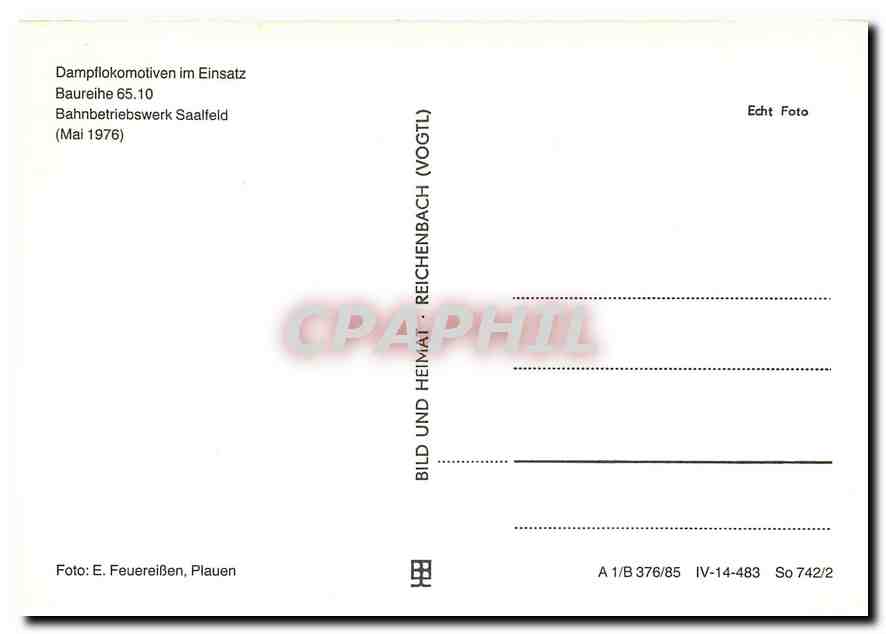 CPM Dampflokomotiven im Einsatz — Rückseite