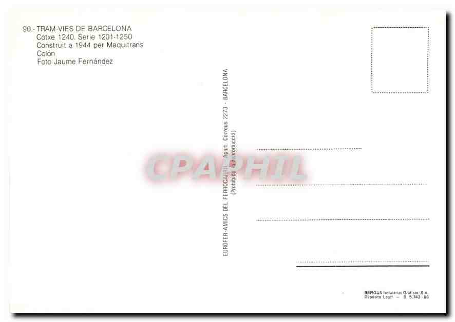 CPM Tran-vies de Barceloa — Verso