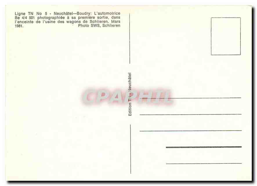 CPM Ligne Neuchatel-Boudry — Verso