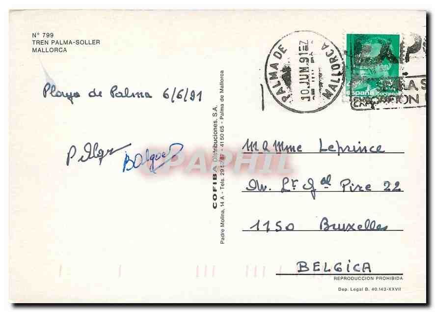CPM TREN PALMA-SOLLER MALLORCA — Verso