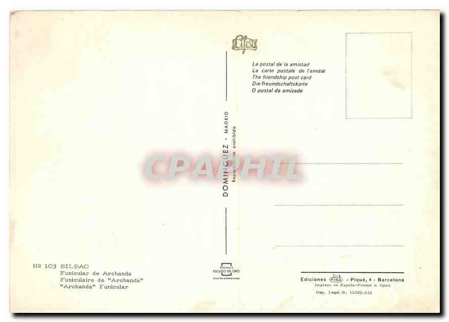 CPM Funiculaire de "Archanda" — Back