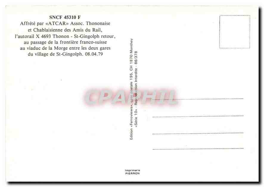 CPM SNCF 45310 Affrete par "ATCAR" — Verso