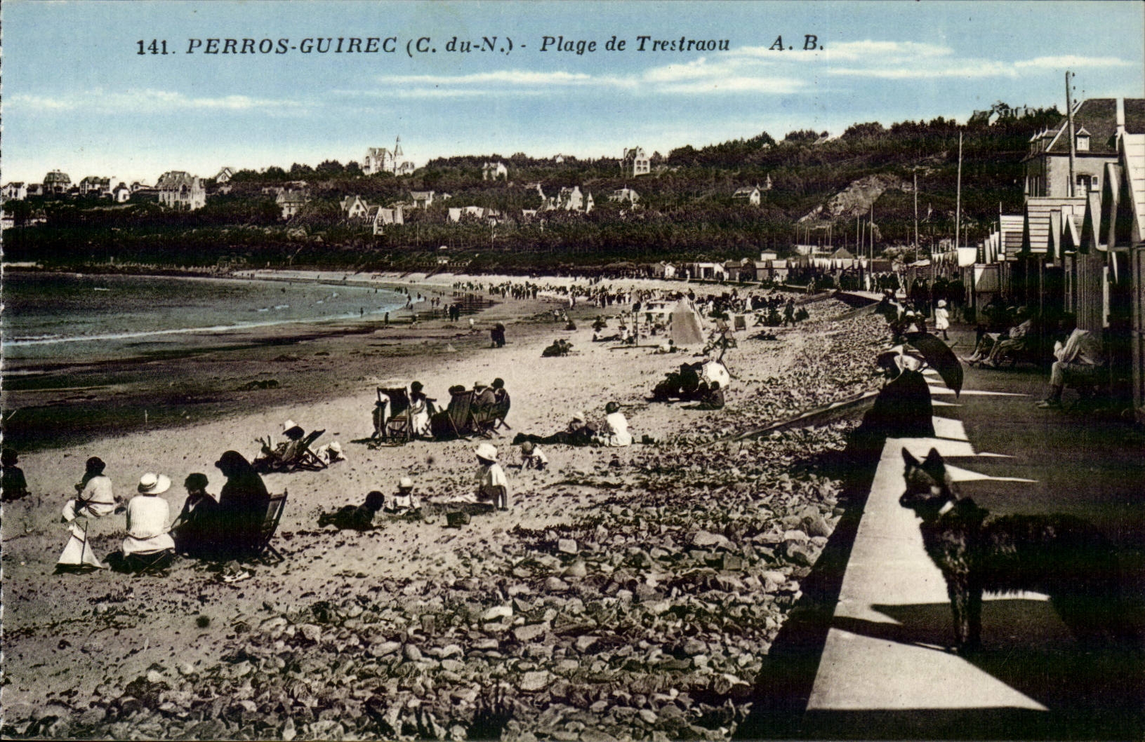 Perros Guirec CPA Plage de Trestraou