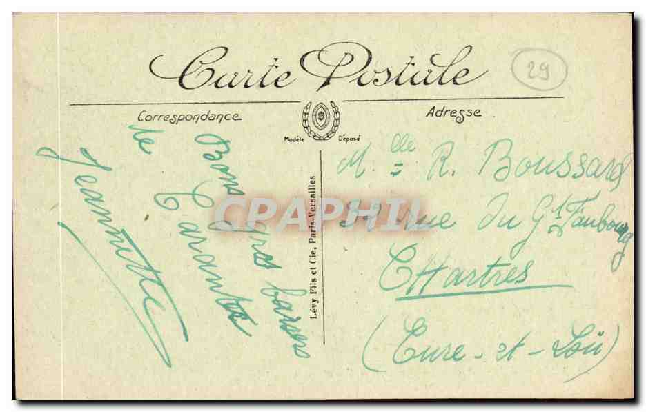 Carantec CPA Rochers vue vers l'ile Callot — Rückseite