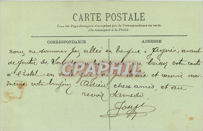 Biarritz — Vue prise de la Grotte du Phare — LL. n° 208 — Verso