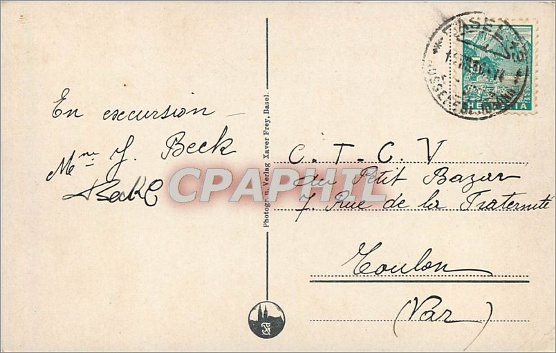 Basel: Les trois ponts du Rhin — Phot. Frey, n° 398a — Verso
