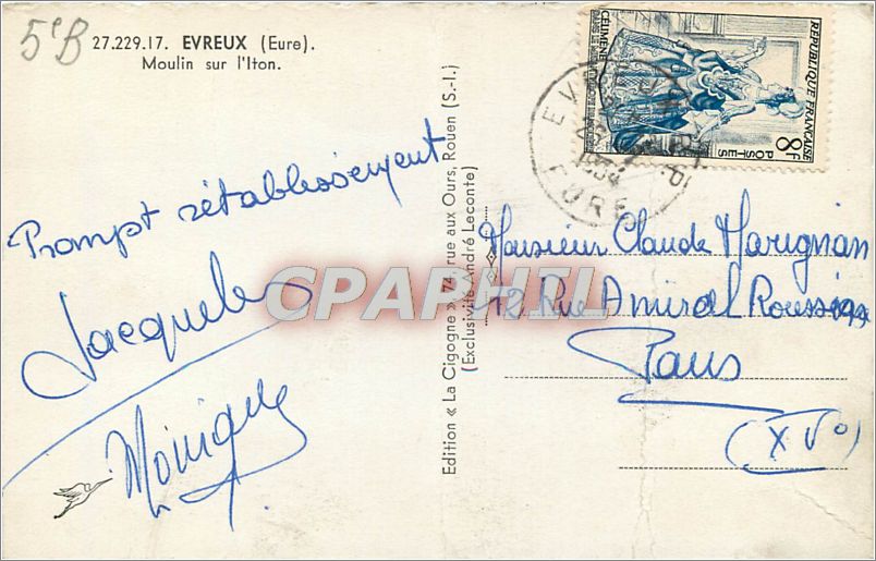 La Cigogne — Moulin sur l’Iton — Édition « La Cigogne » — Rückseite