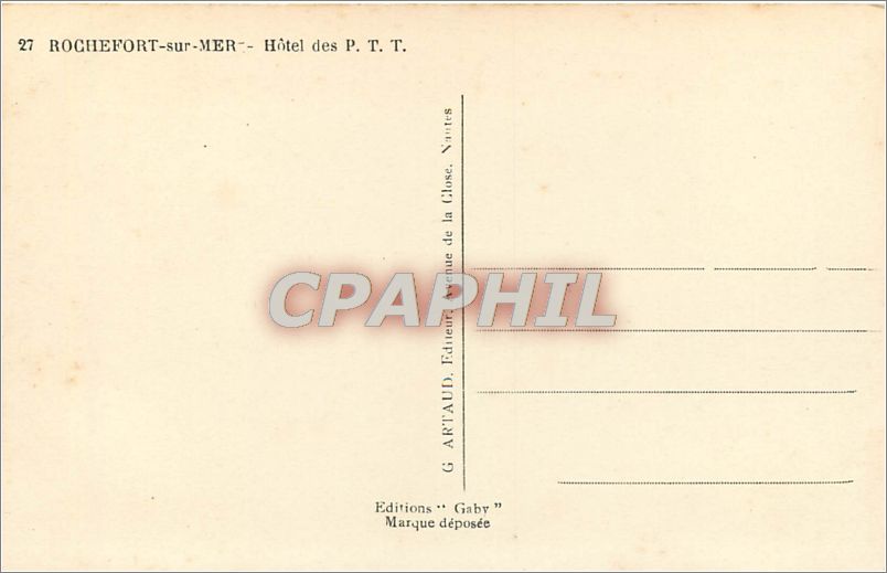 CPA ROCHEFORT-SUR-MER-Hotel des P.T.T — Back