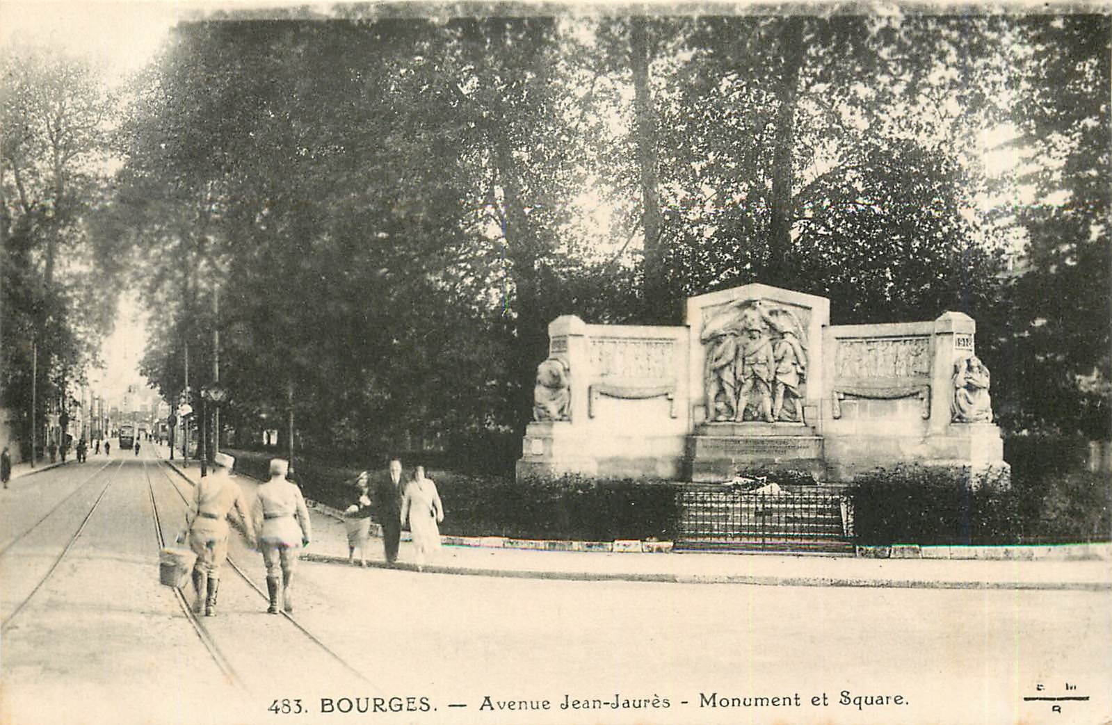 CPA 485 BOURGES-Avenue Jean-jaures-Monument et Square