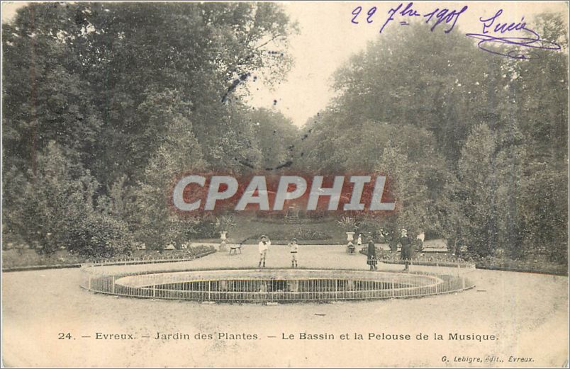 CPA Evreux-Jardin des Plantes-Le Bassin et la Pelouse de la Musique