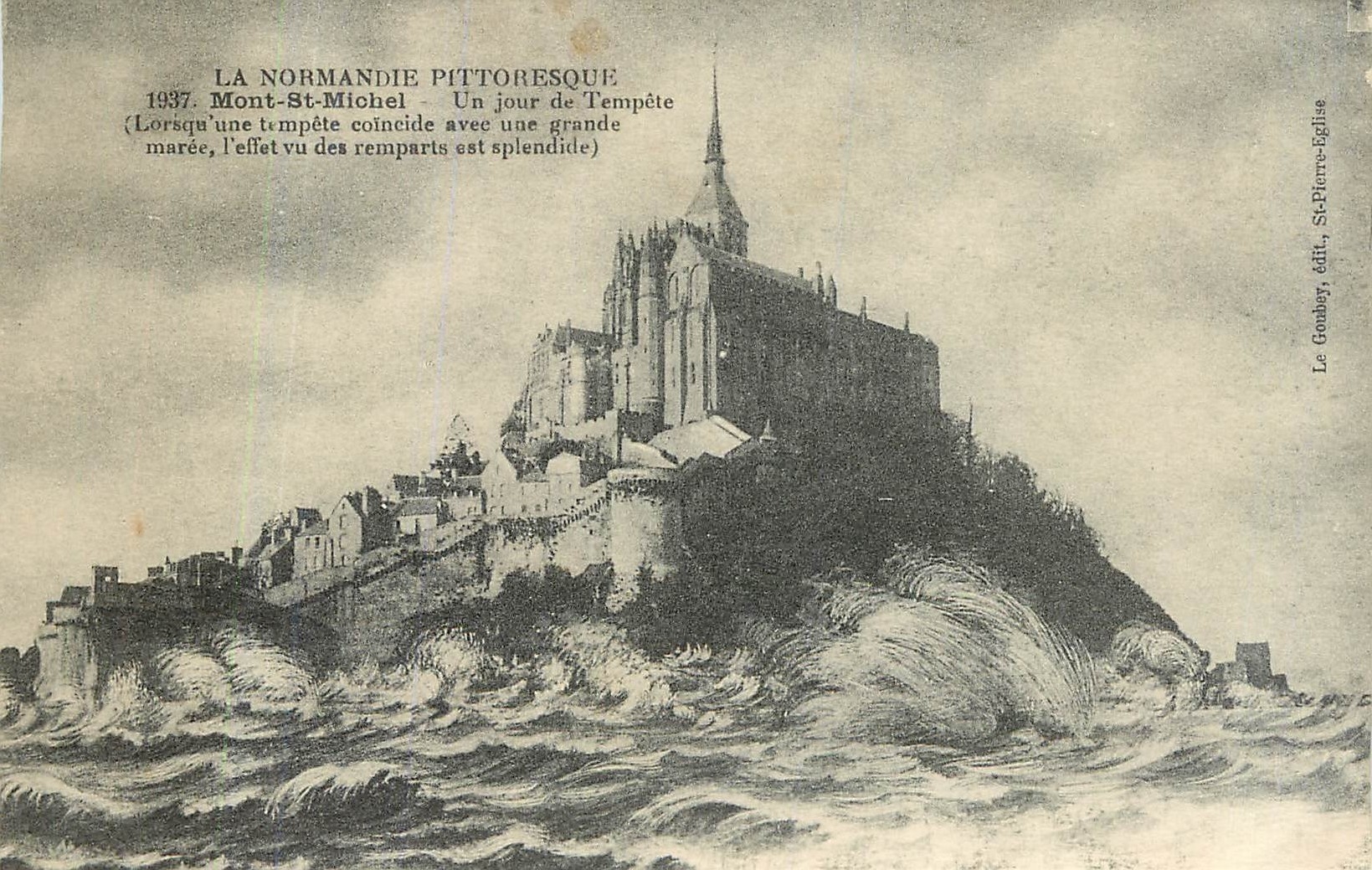 CPA LA NORMANDIE PITTORESQUE 1937 Mont-St-Michel.Un jour de tempete