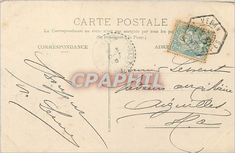 CPA La colonne coiffee se trouve entre Ville Vieille et Molines-Queyras — Rückseite