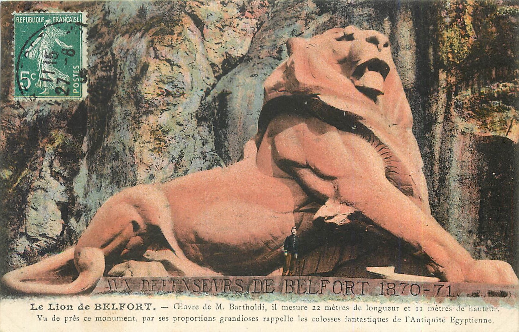 CPA Le Lion de Belfort oeuvre de Baholdi il mesure 22m  de longueur et 11 m de hauteur.Vu de prs ce 
