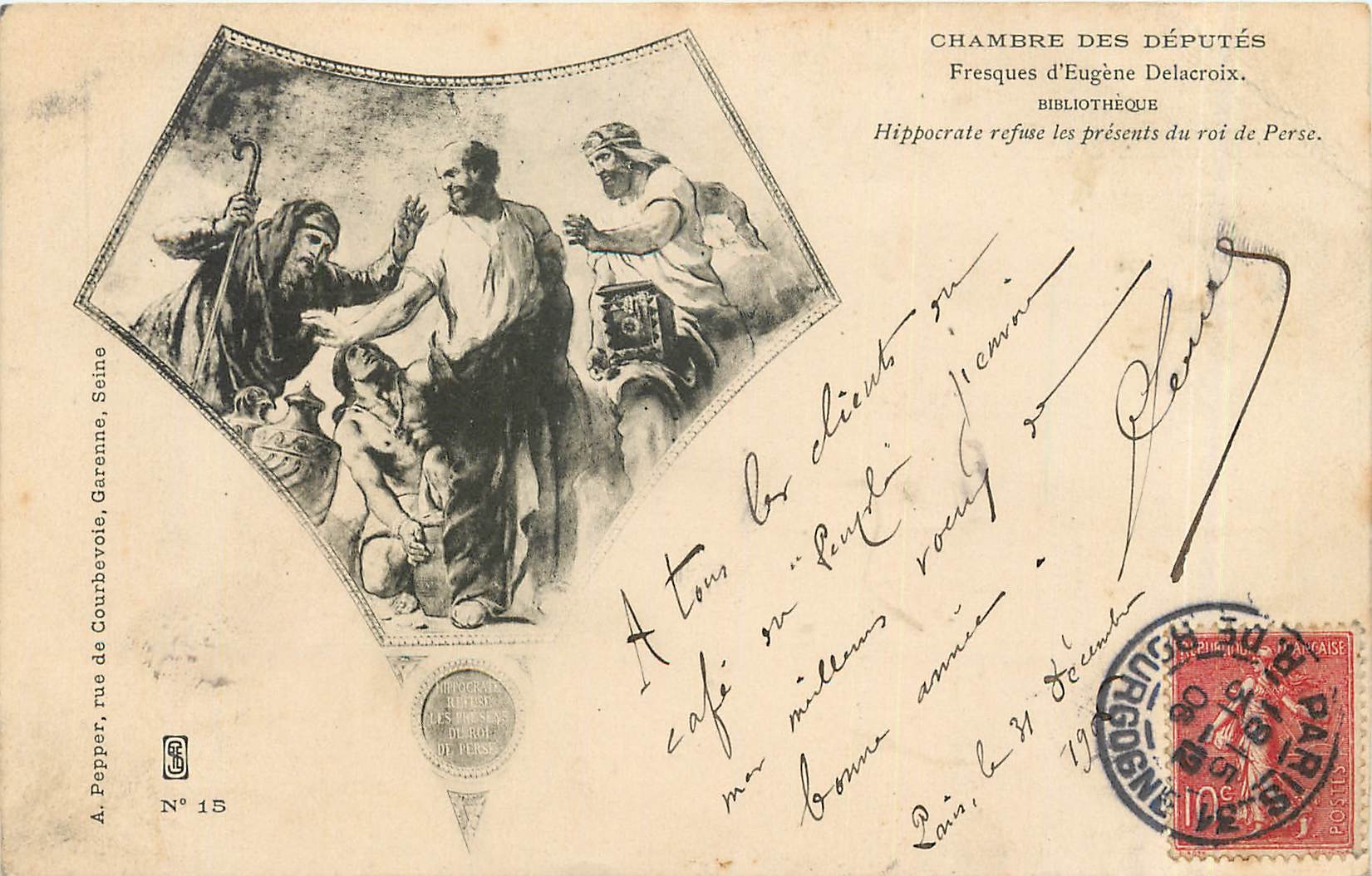 CPA Chambre des Députés.Fesques d'Eugène Delacroix Bibliotheque