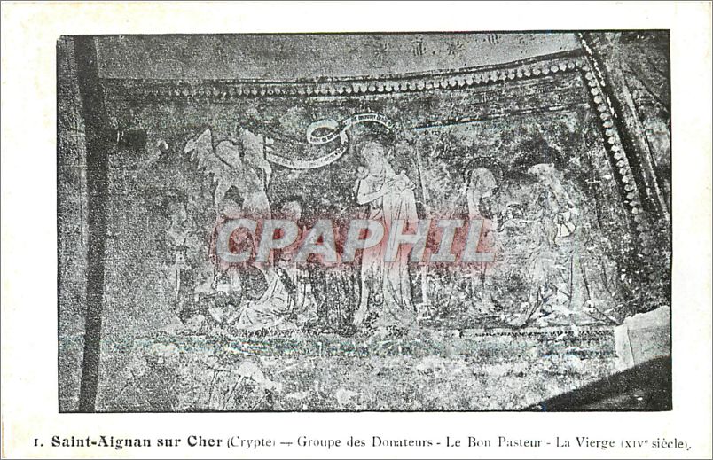 Saint-Aignan sur Cher — Crypte — Groupe des Donateurs - Le Bon Pasteur - La Vierge (XIVe siècle)