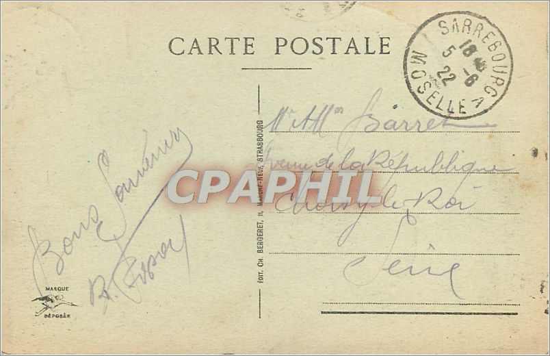 CPA SARREBOURG -Quai de la Sarre — Rückseite