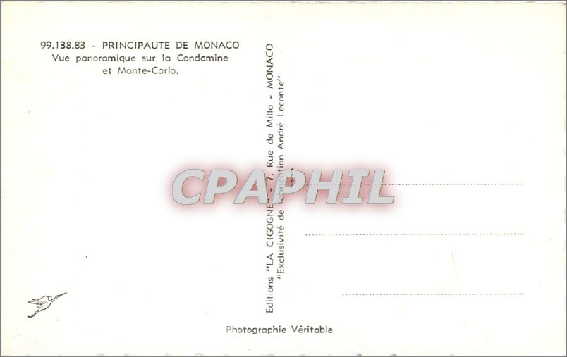CPA PRINCCIPAUTE DE MONACO.Vue pnoramique sur la Condomine et Monte-carlo — Back