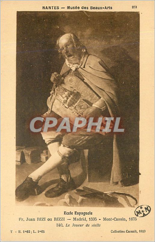 CPA Ec0le Espagnole.Fr Juan RIZI ou RIZZI-Madrid 1595-Mont cassin 1675  340 Le Joueur de vielle