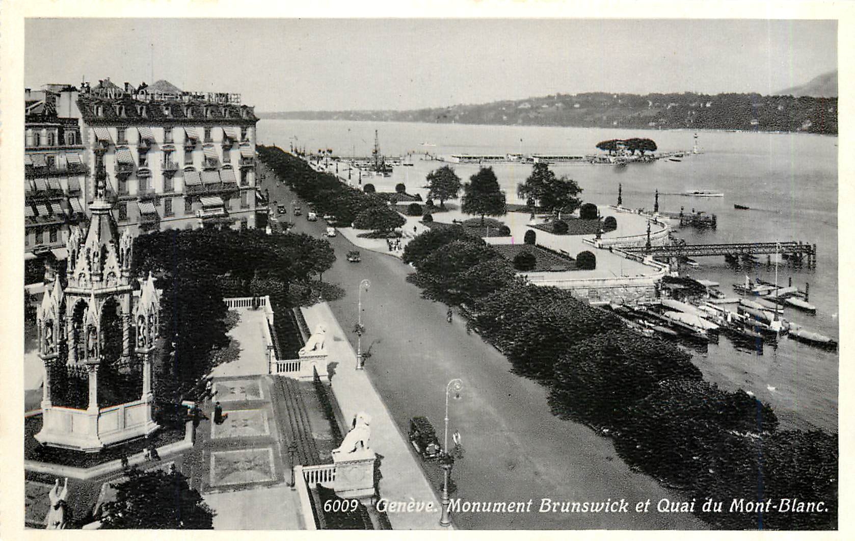 CPA Geneve-Monument Brunswick et Quai du Mont Blanc