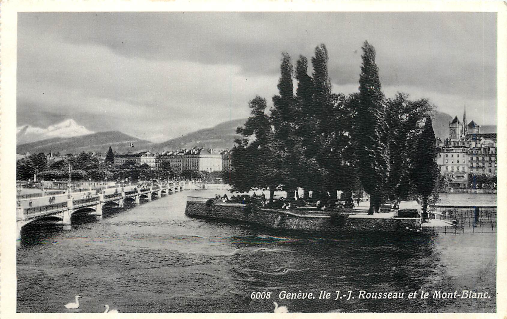 CPA Geneve  Ile J.J Rousseau et le Mot-Blanc