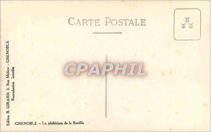 CPA GRENOBLE-Le téléferique de la Bastille — Rückseite
