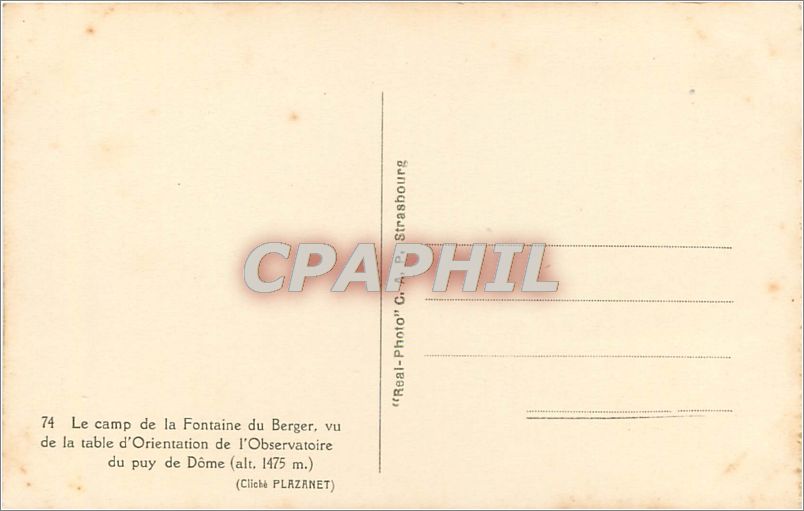 CPA Le camp de la Fontaine du berger  vu de la tble e'Orientation de l'Observatoire du Puy de Dome ( — Rückseite