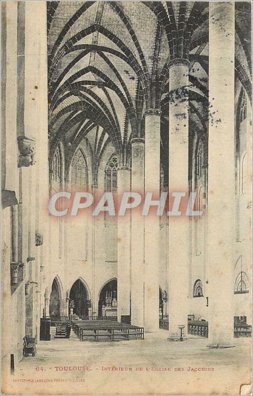 CPA TOUOUSE°INTERIEUR DE L'EGLISE DES JACOBINS