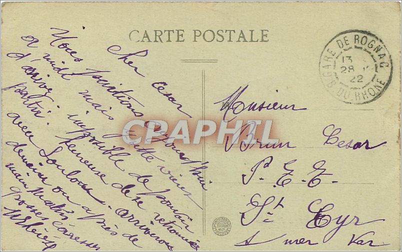 CPA Grand Aqueduc de ROQUEFAVOUR (B. DU Rh) — Rückseite