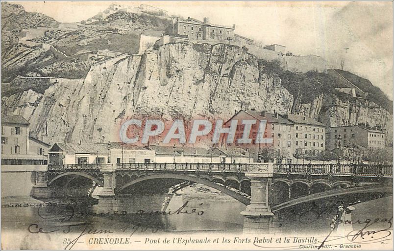 CPA GRENOBLE-Pont de l'Esplanade et les Fort Rabot et la Bastille