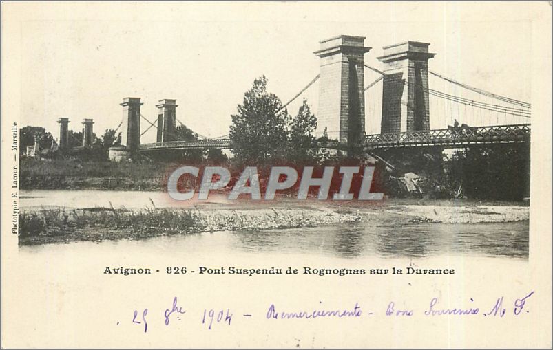 CPA AVIGNON Pont suspendu de Rognognaa sur la Durance